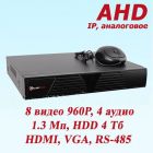 DVR-6608T AHD PoliceCam видеорегистратор 8 каналов