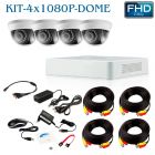 Комплект видеонаблюдения на 4-е камеры KIT-4x1080P-DOME